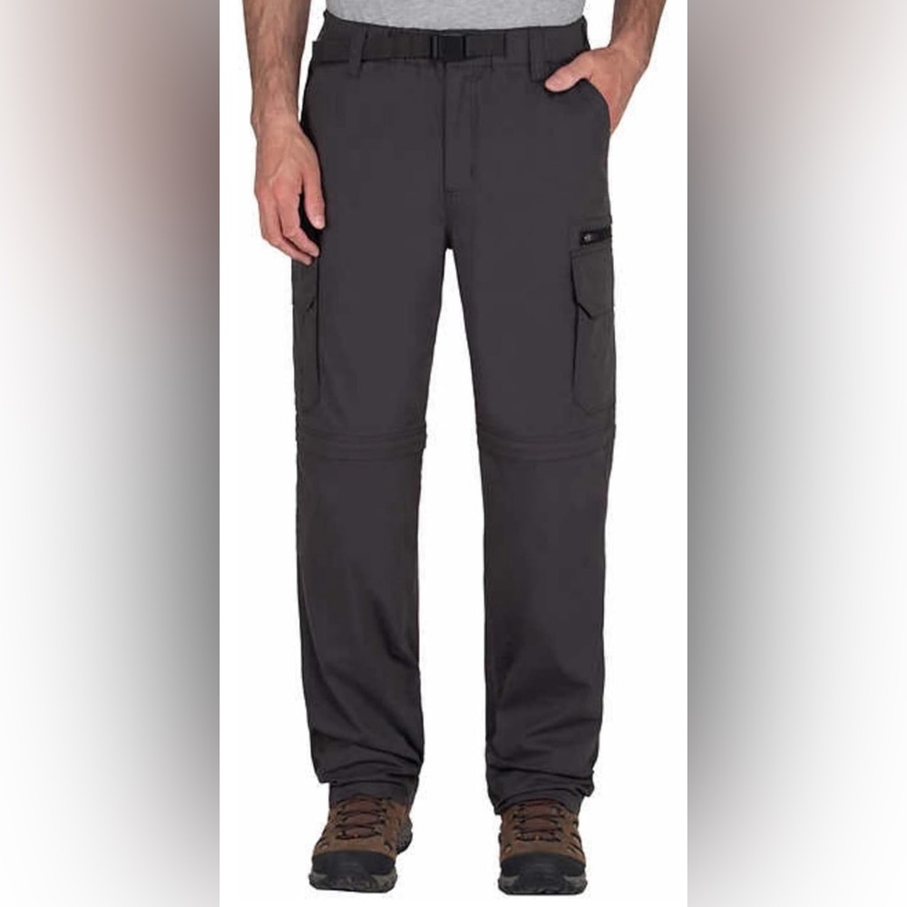 BC Clothing Cargo Convertible Pants/Shorts, Size- XL x 32, Color- Charcoal Black